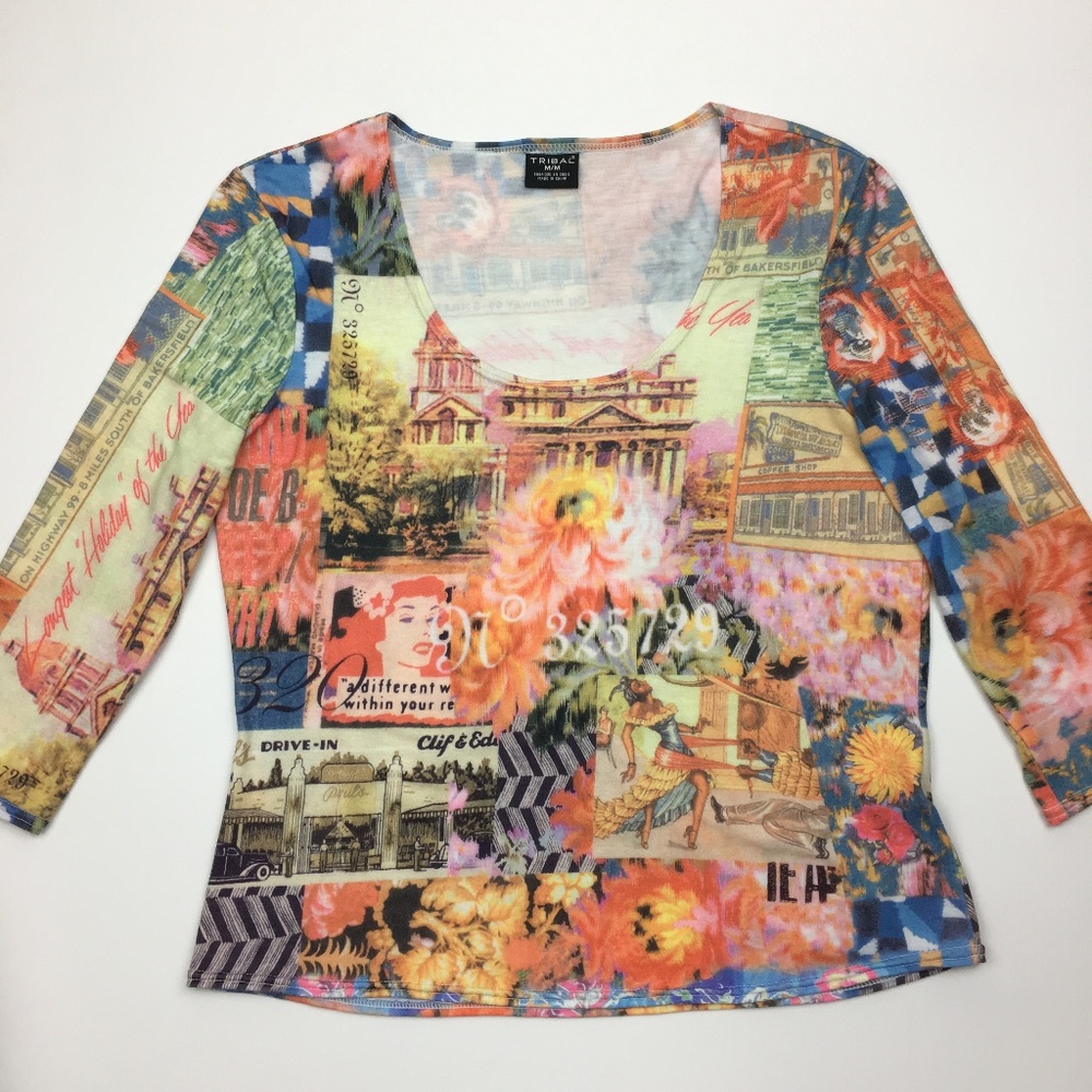 TRIBAL crop top multicolor stretch - SZ M